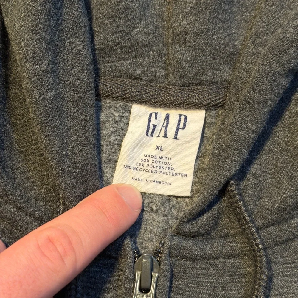 Gap Women's XL Gray Full Zip Hoodie Arch Logo Raglan Sweatshirt Heather Charcoal - Picture 3 of 5